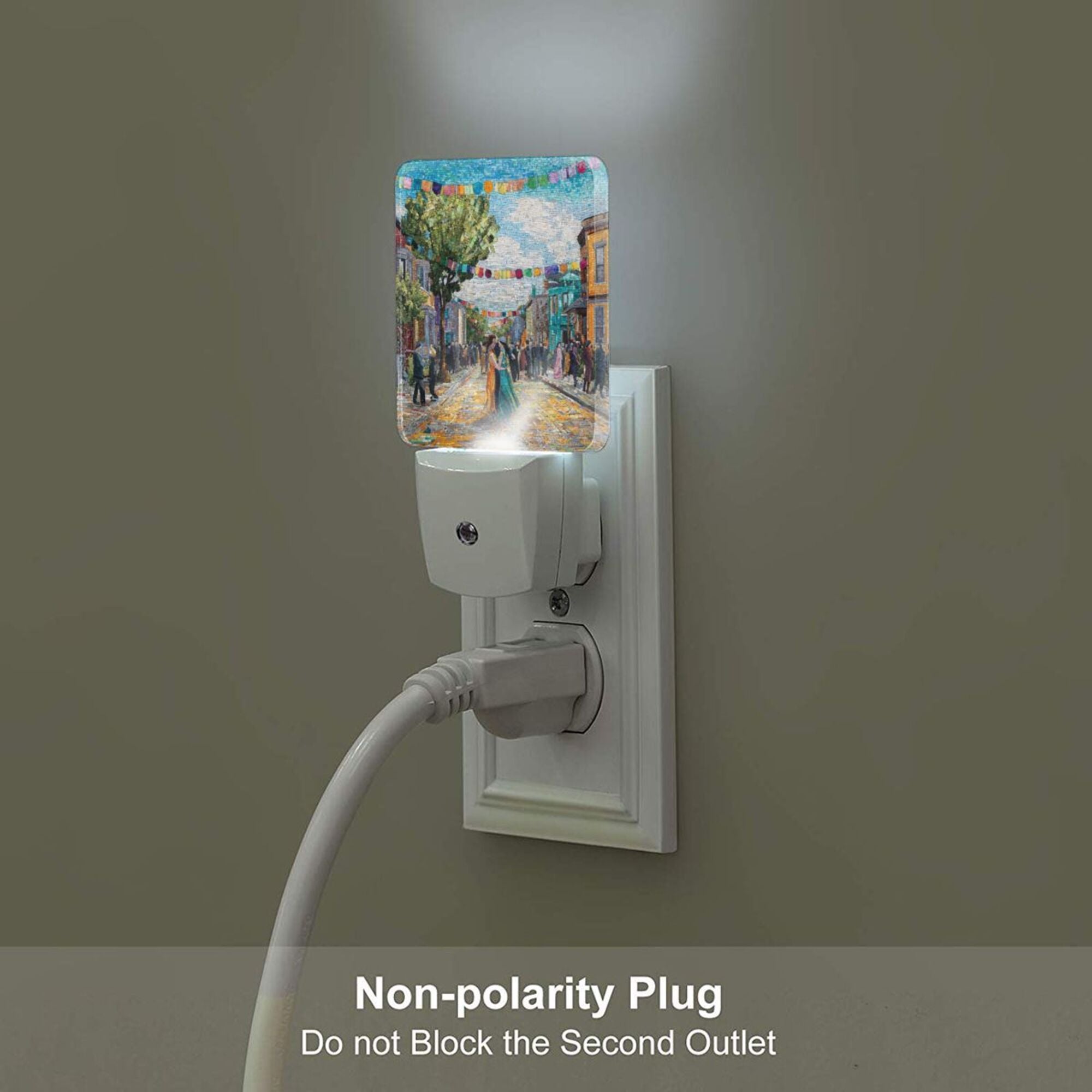 Artistic Street Scene Sensor Night Light - Size 4.95×2.95 inches, Smart Light - Sensing Energy - Saving Decorative Light