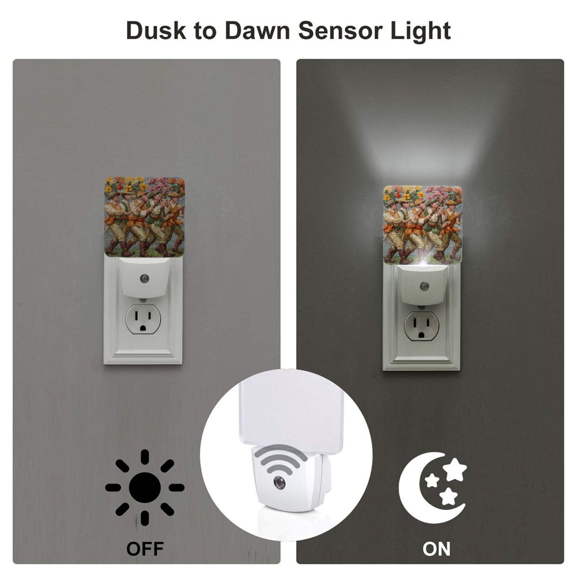 Retro Art Pattern Sensor Night Light - Size 4.95×2.95 inches, Smart Light - Sensing Energy - Saving Decorative Light