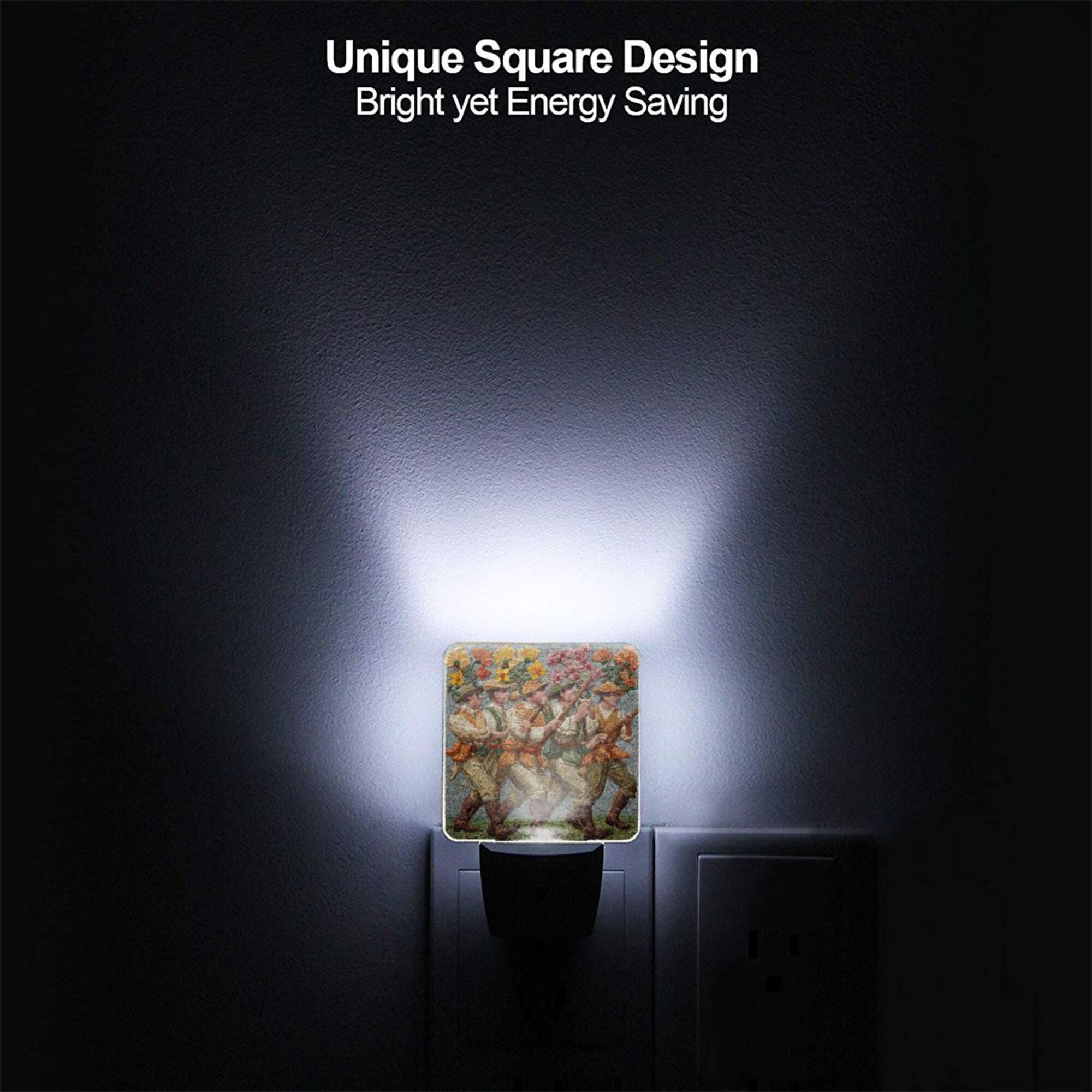 Retro Art Pattern Sensor Night Light - Size 4.95×2.95 inches, Smart Light - Sensing Energy - Saving Decorative Light