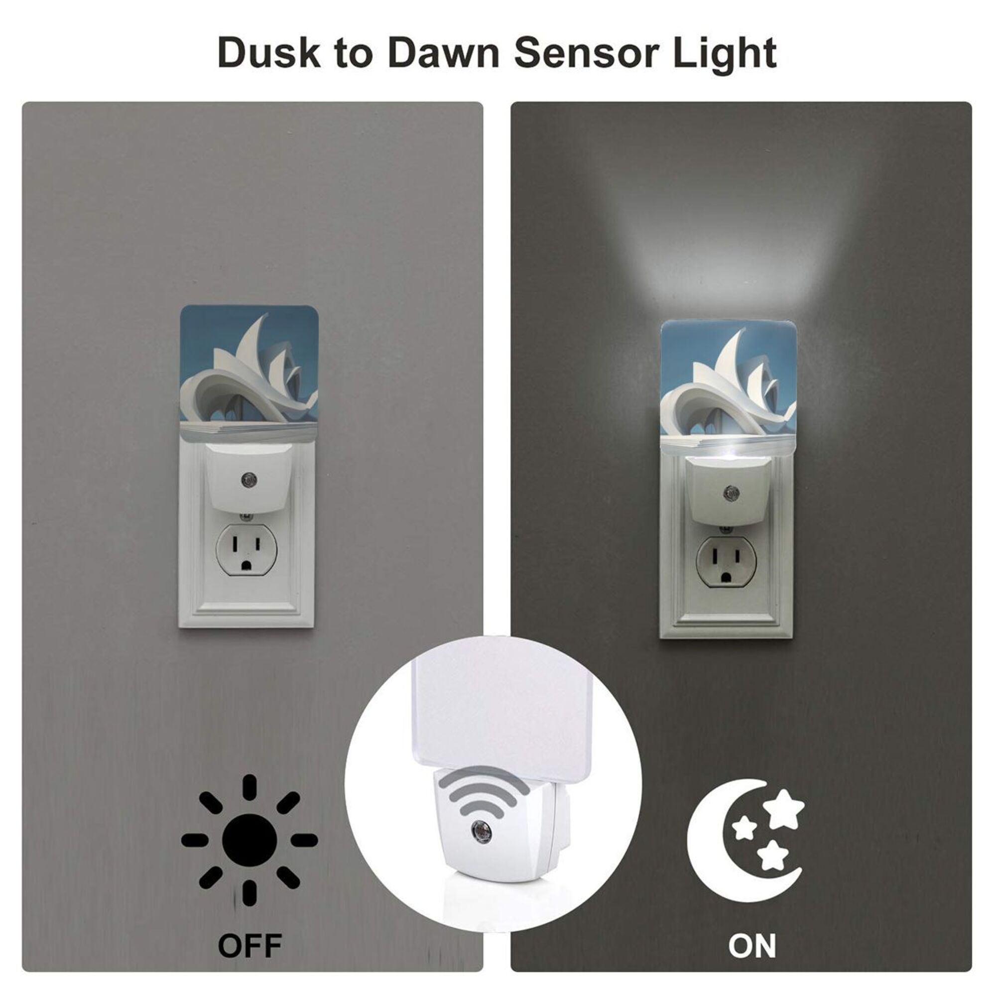 Modern Architectural Pattern Smart Sensor Night Light - Size 4.95×2.95 inches, Energy - Saving Soft Light Decorative Light