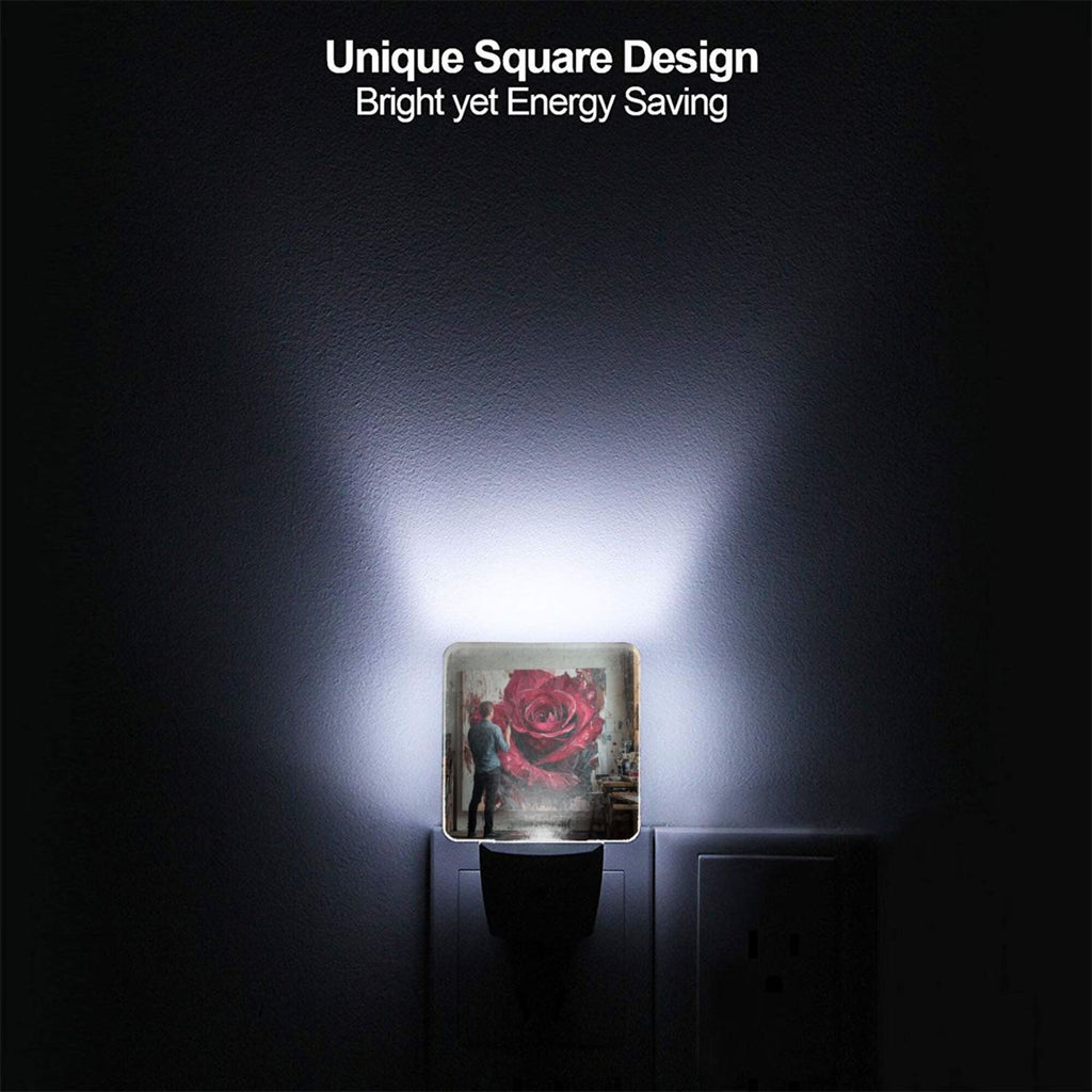 Artistic Rose Oil Painting Sensor Night Light - Size 4.95×2.95 inches, Smart Light - Sensing Energy - Saving Decorative Light