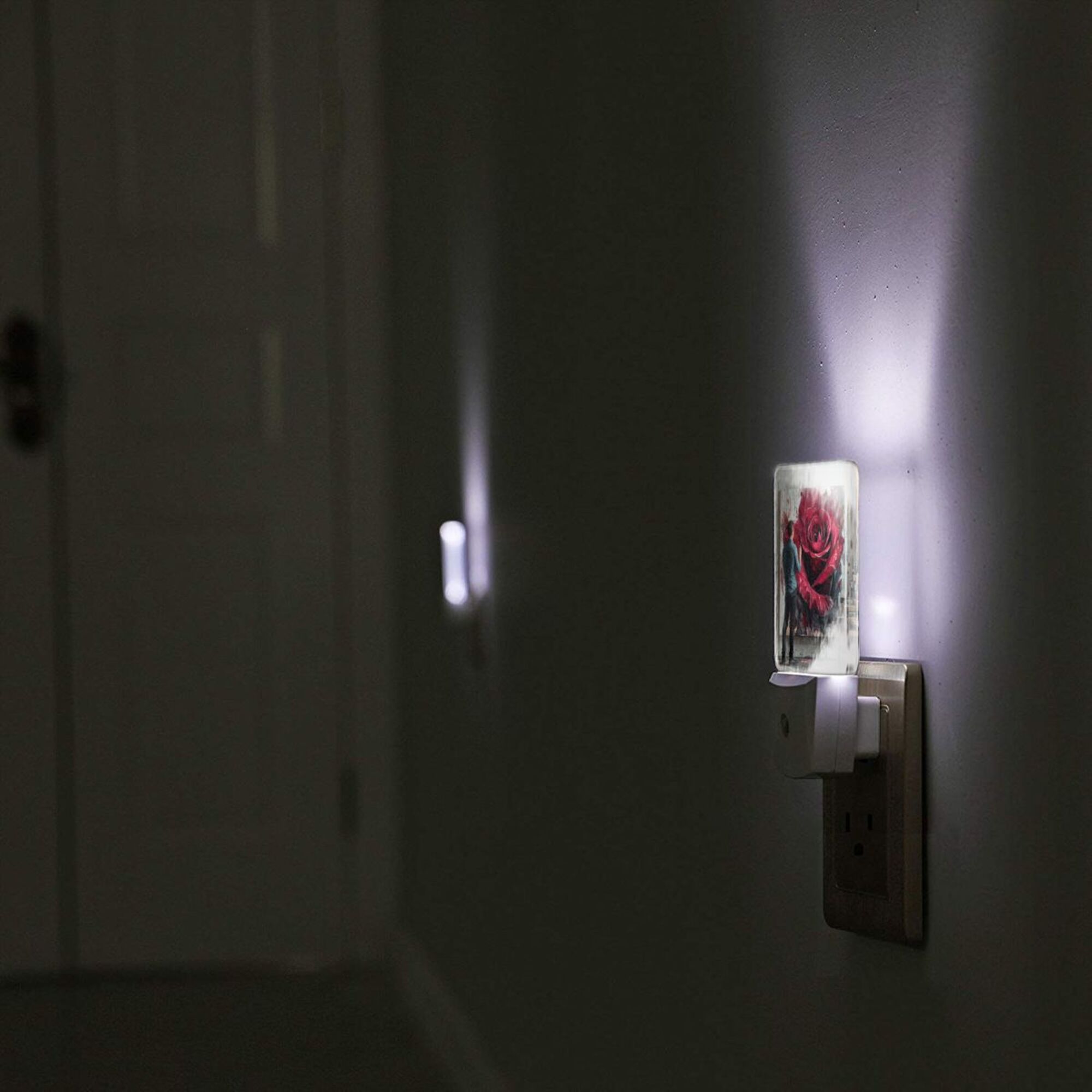 Artistic Rose Oil Painting Sensor Night Light - Size 4.95×2.95 inches, Smart Light - Sensing Energy - Saving Decorative Light