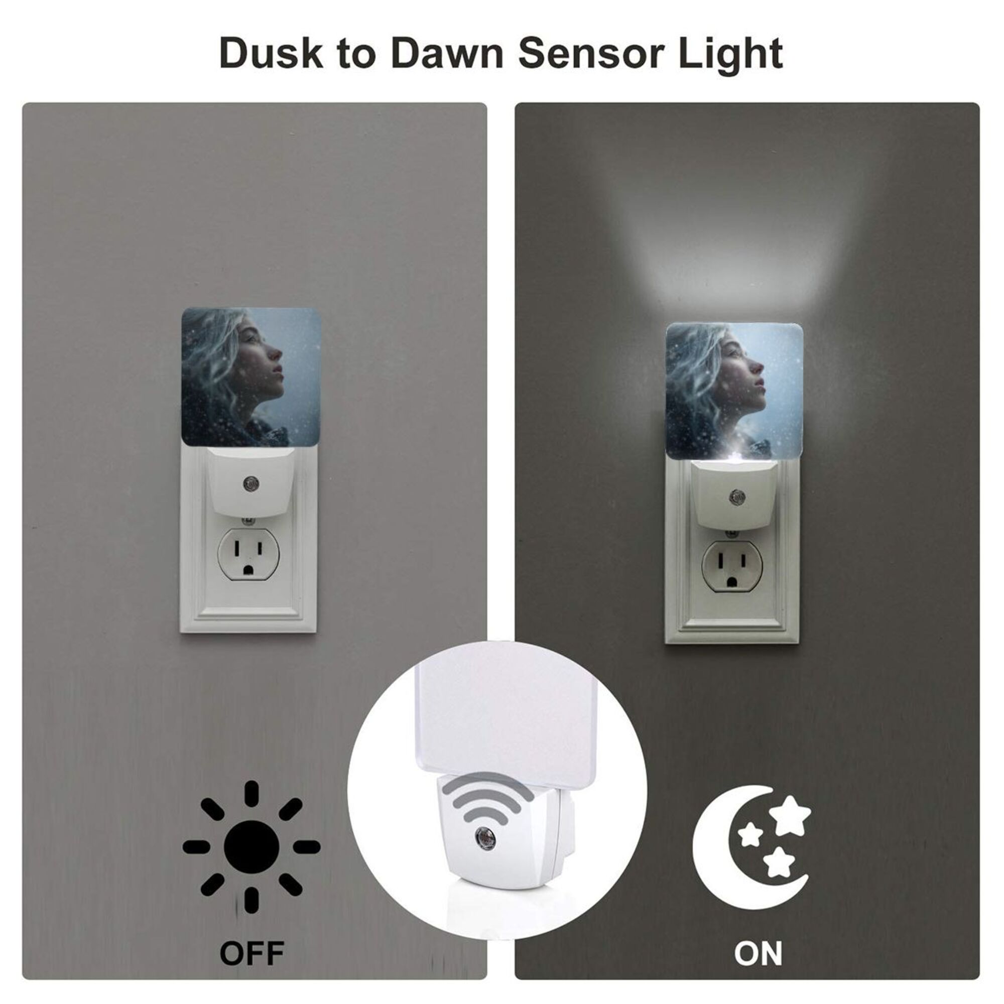 Character Art Pattern Smart Sensor Night Light - Size 4.95×2.95 inches, Energy - Saving Soft Light Decorative Light