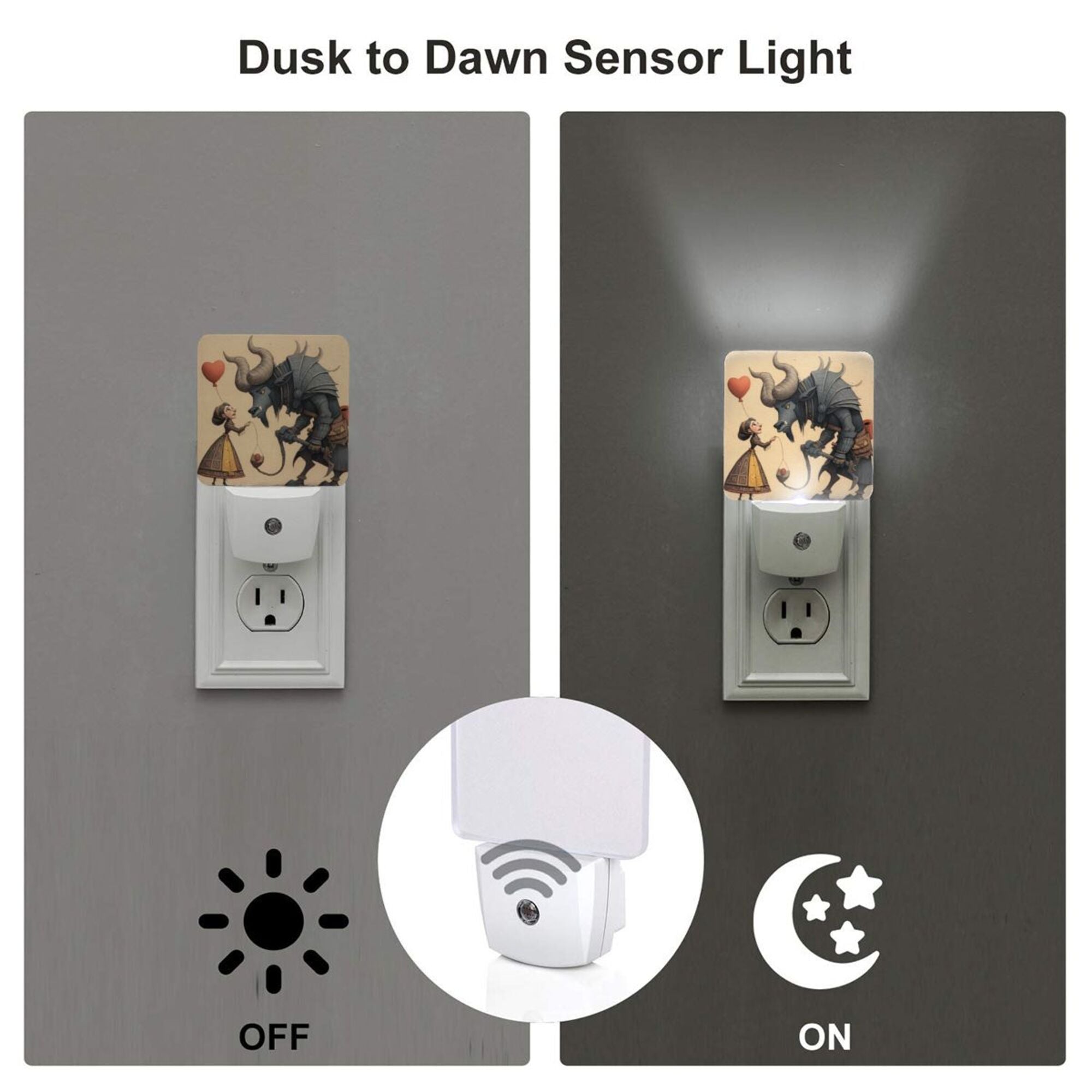 Fairy - Tale Illustration Smart Sensor Night Light - Size 4.95×2.95 inches, Energy - Saving Soft Light Decorative Light