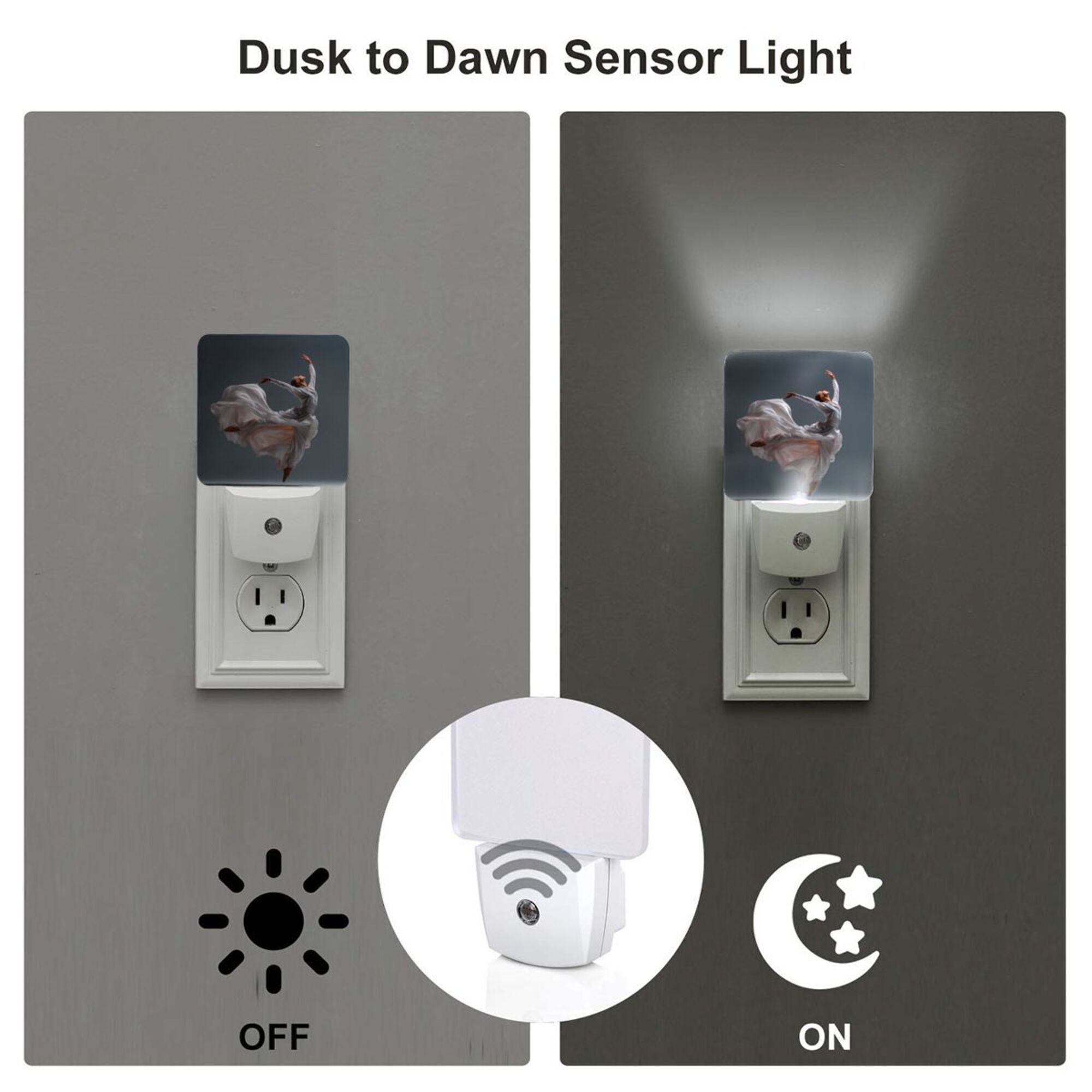 Dancer Art Pattern Smart Sensor Night Light - Size 4.95×2.95 inches, Energy - Saving Soft Light Decorative Light
