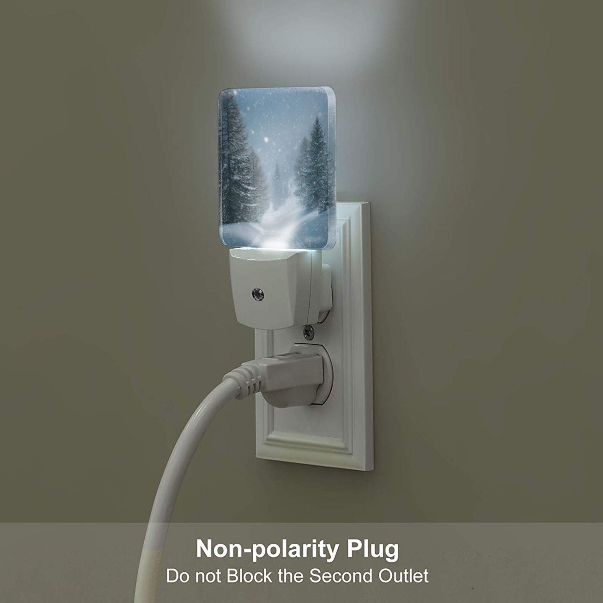 Snow Scene Art Smart Sensor Night Light - Size 4.95×2.95 inches, Energy - Saving Soft Light Decorative Light