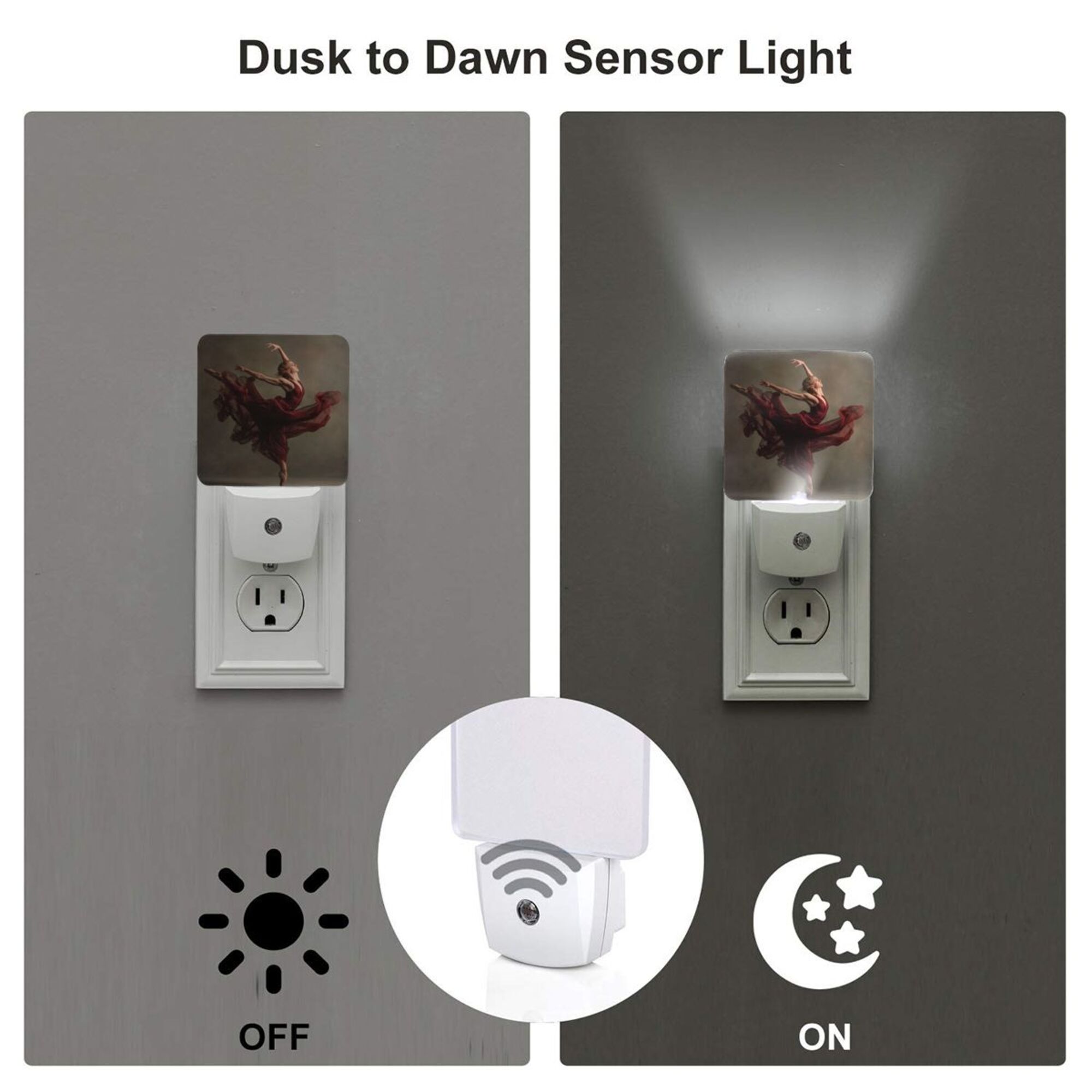 Artistic Dancer Pattern Smart Sensor Night Light - Size 4.95×2.95 inches, Energy - Saving Soft Light Decorative Light
