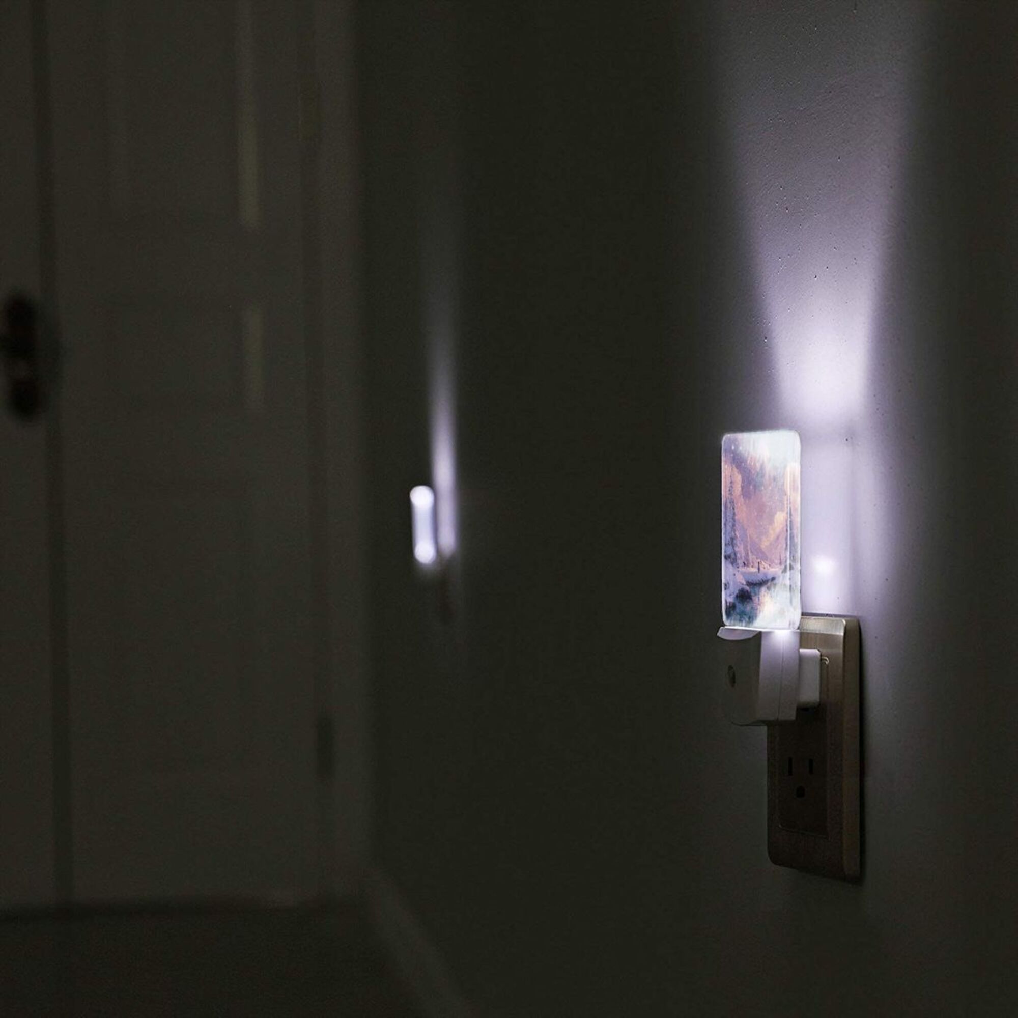 Dreamy Snow Scene Illustration Smart Sensor Night Light - Size 4.95×2.95 inches, Energy - Saving Soft Light Decorative Light
