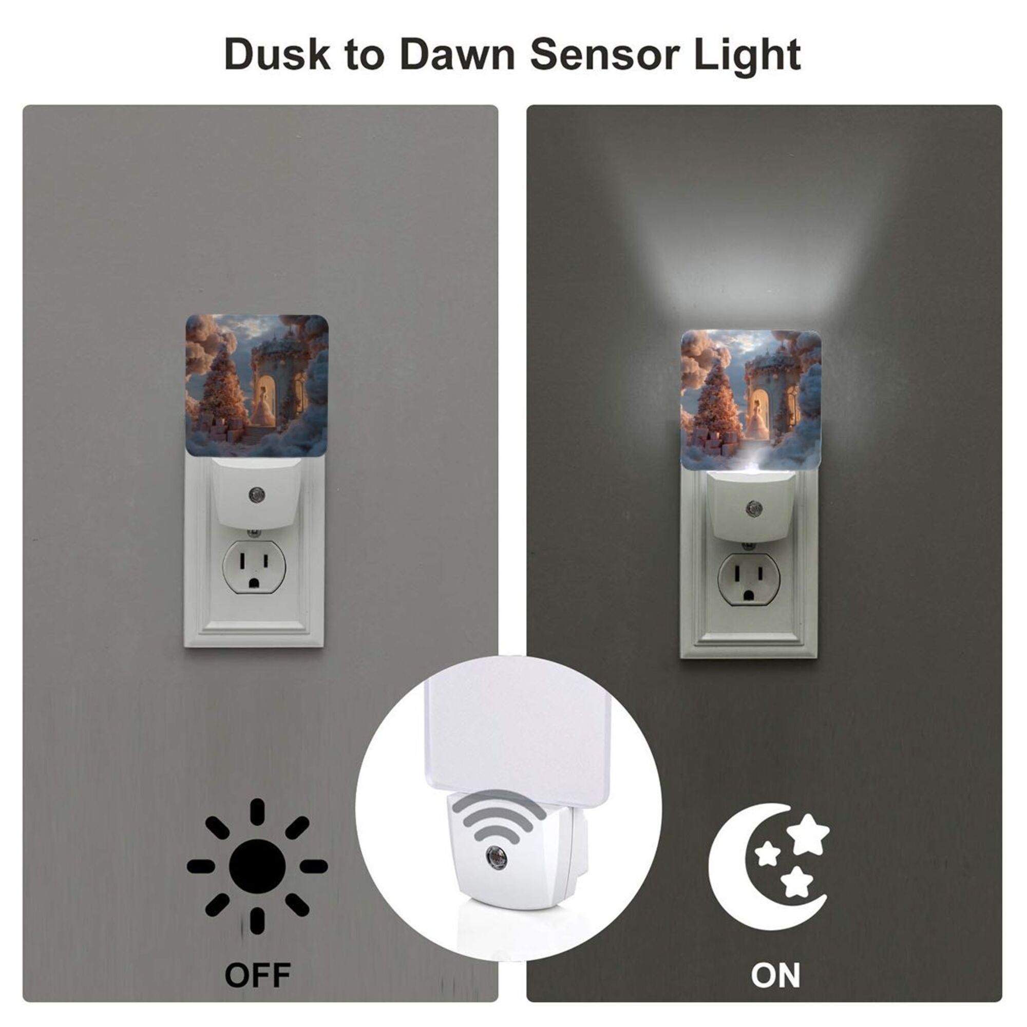 Dreamy Cloud Castle Smart Sensor Night Light - Size 4.95×2.95 inches, Energy - Saving Soft Light Decorative Light